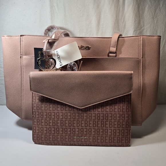 bebe Pink Tote with Monogram Clutch - Picture 2 of 12